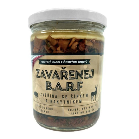 Zavařenej BARF - Zvěřina se šípkem a rakytníkem 375g