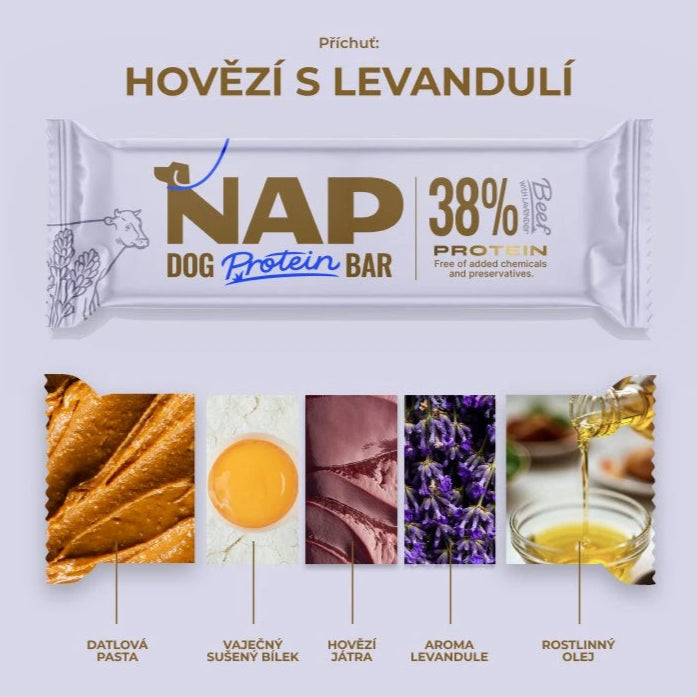 NAP Psí proteinová tyčinka - Hovězí s levandulí 50g