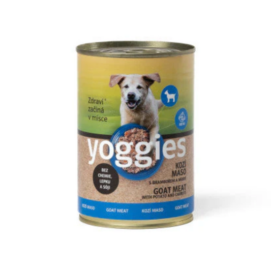 Yoggies kozí konzerva s bramborem a mrkví 400g