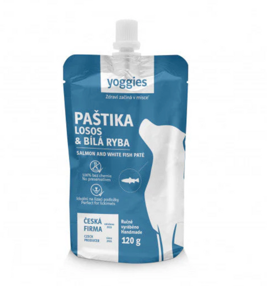 Yoggies paštika - losos a bílá ryba 120g