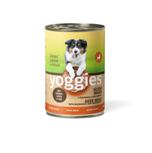 Yoggies jelení konzerva s pohankou a brusinkami
